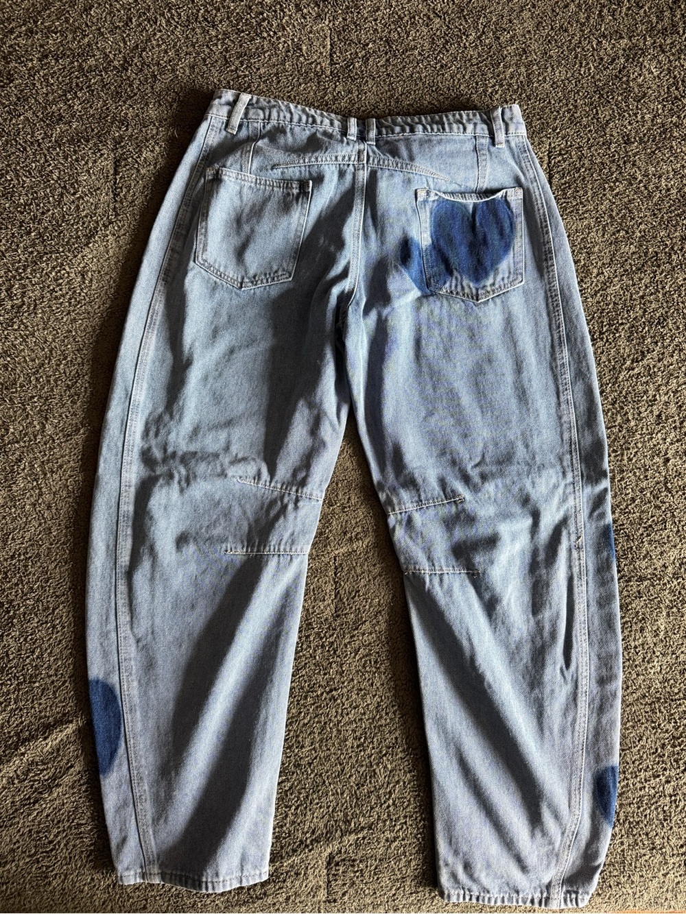 Difdandy Light Wash Heart Print Barrel Jeans Size M - Picture 4 of 4